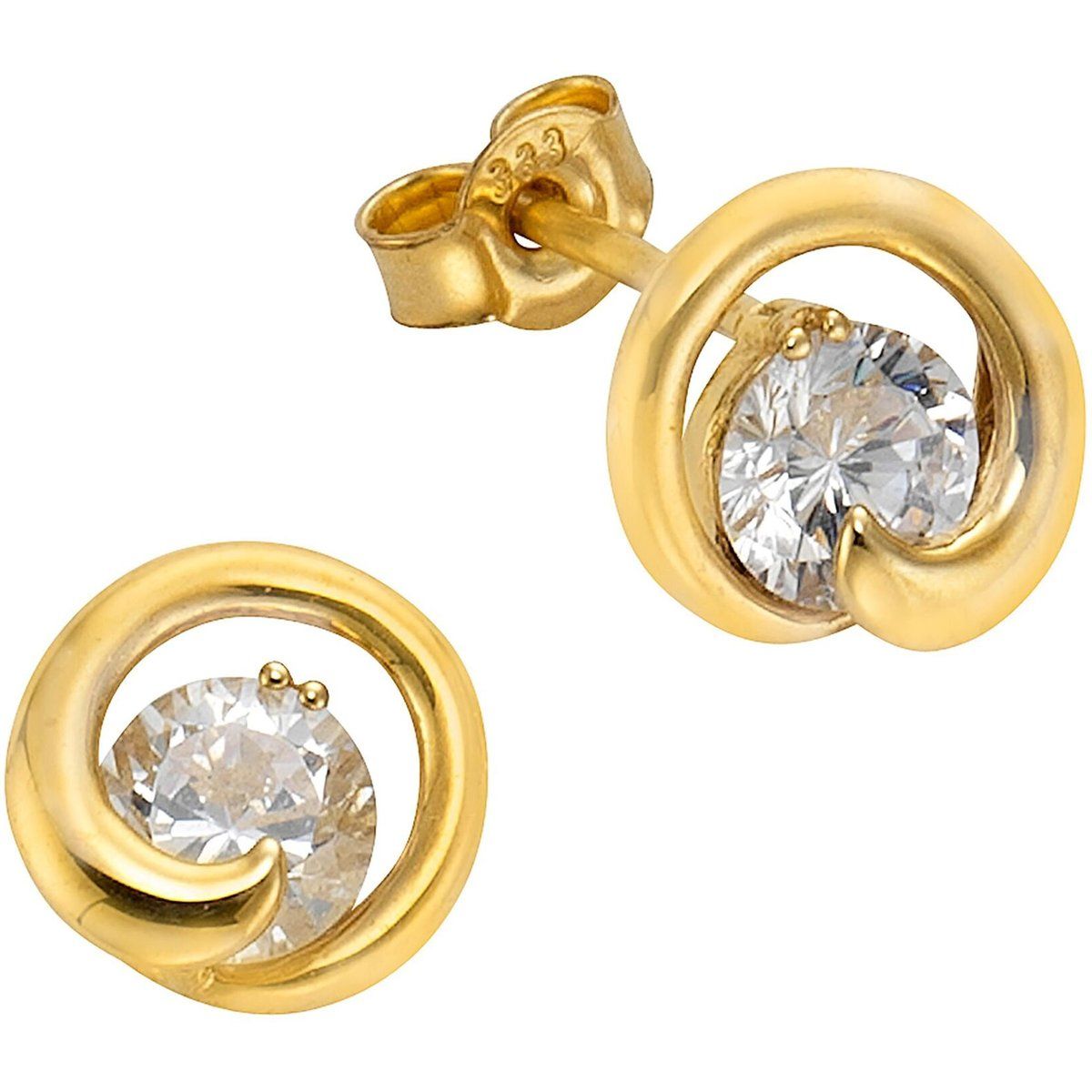 Elegante Wirbel-Ohrstecker mit Zirkonia