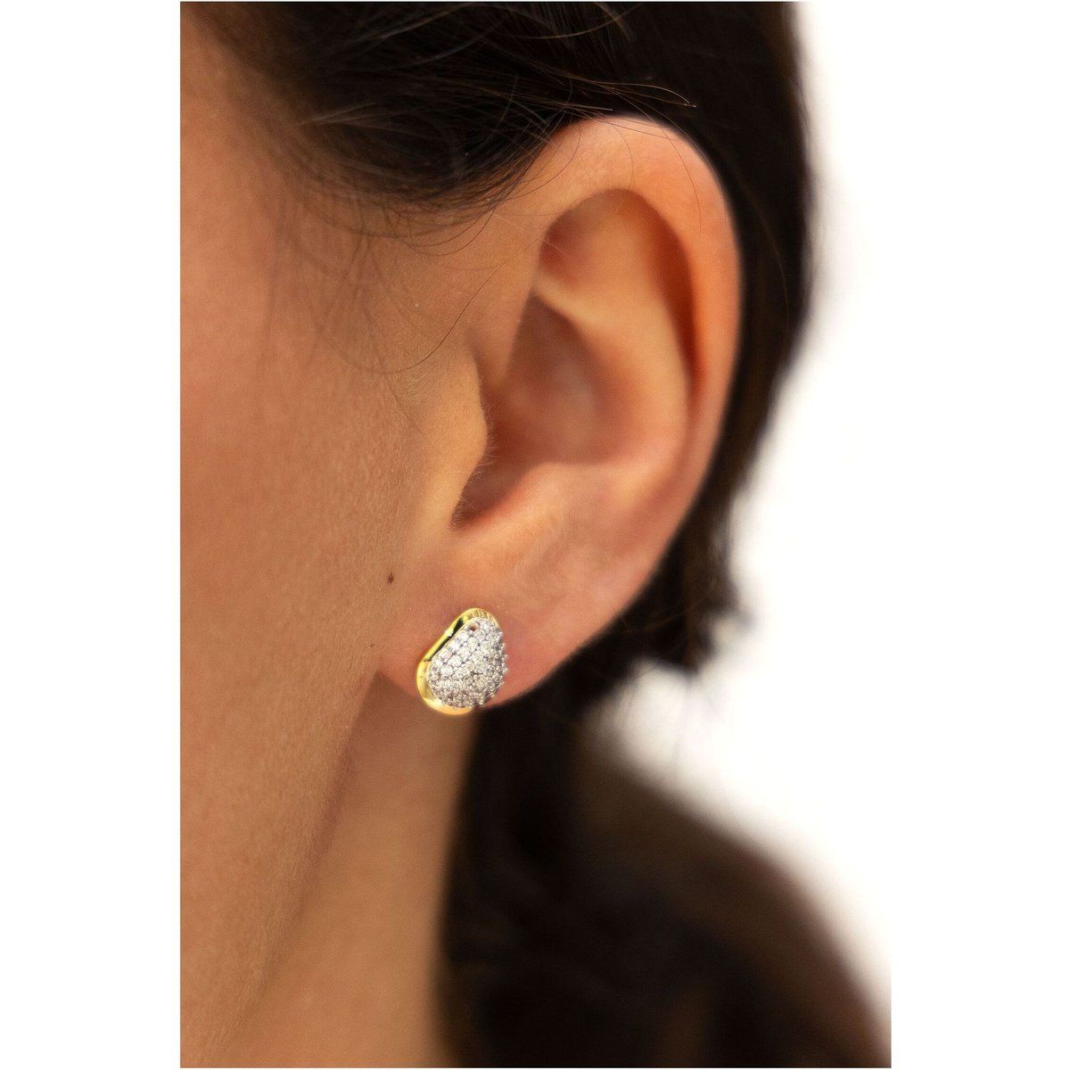 Zweifarbige Gold Zirkonia Ohrstecker