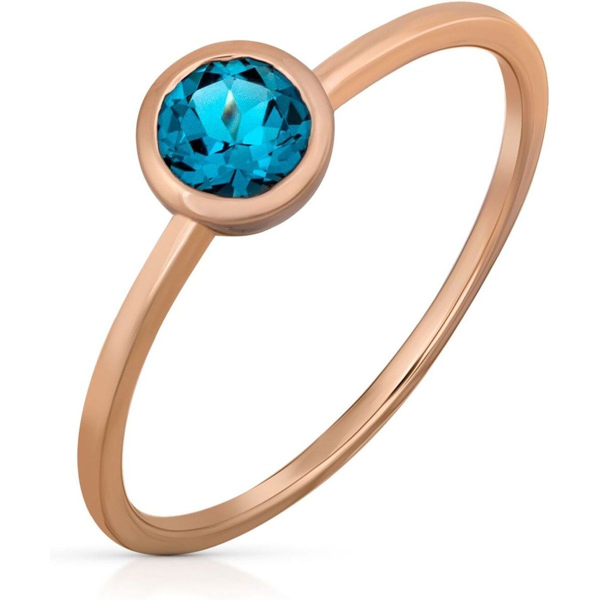 Roségold Ring mit blauem Topas
