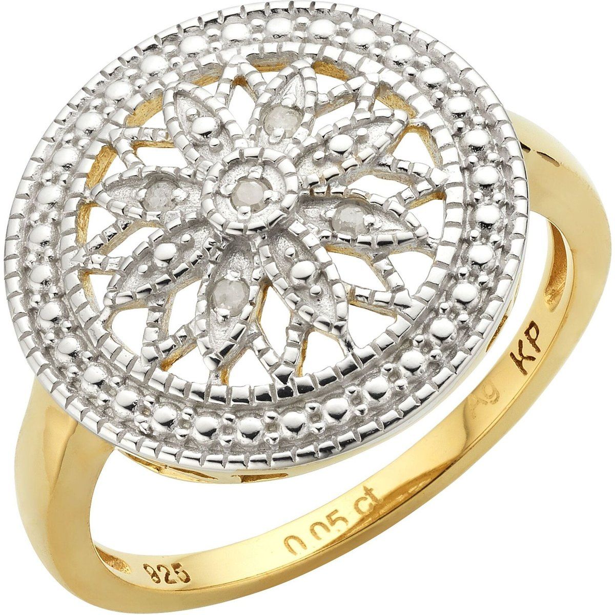 Zweifarbiger Diamantring aus Sterlingsilber