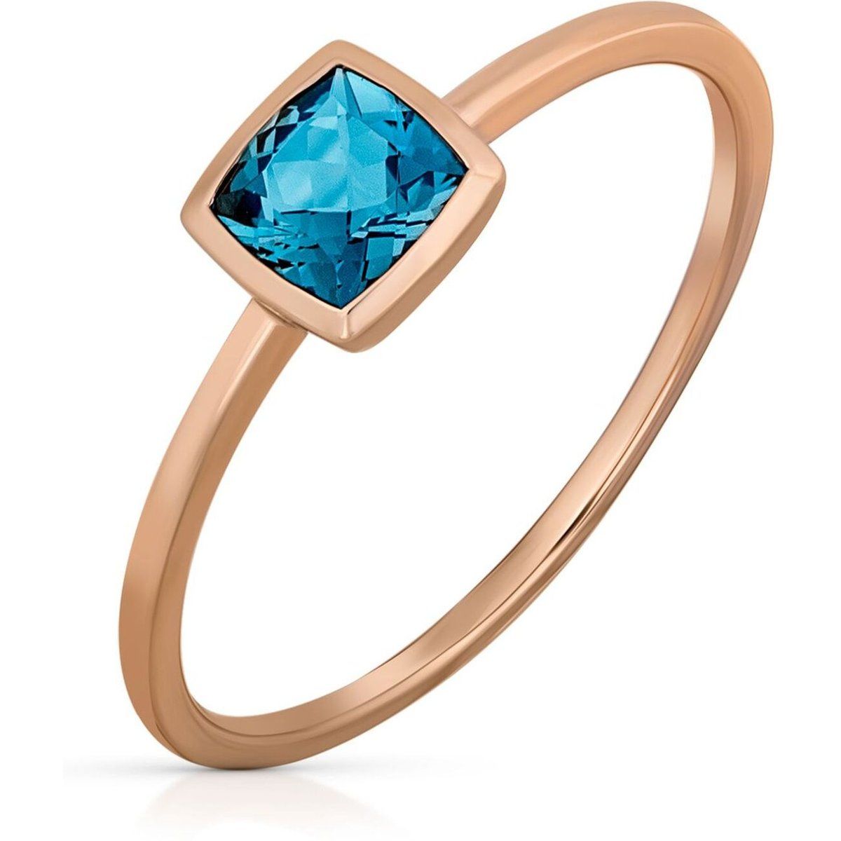 Roségoldring mit blauem Topas