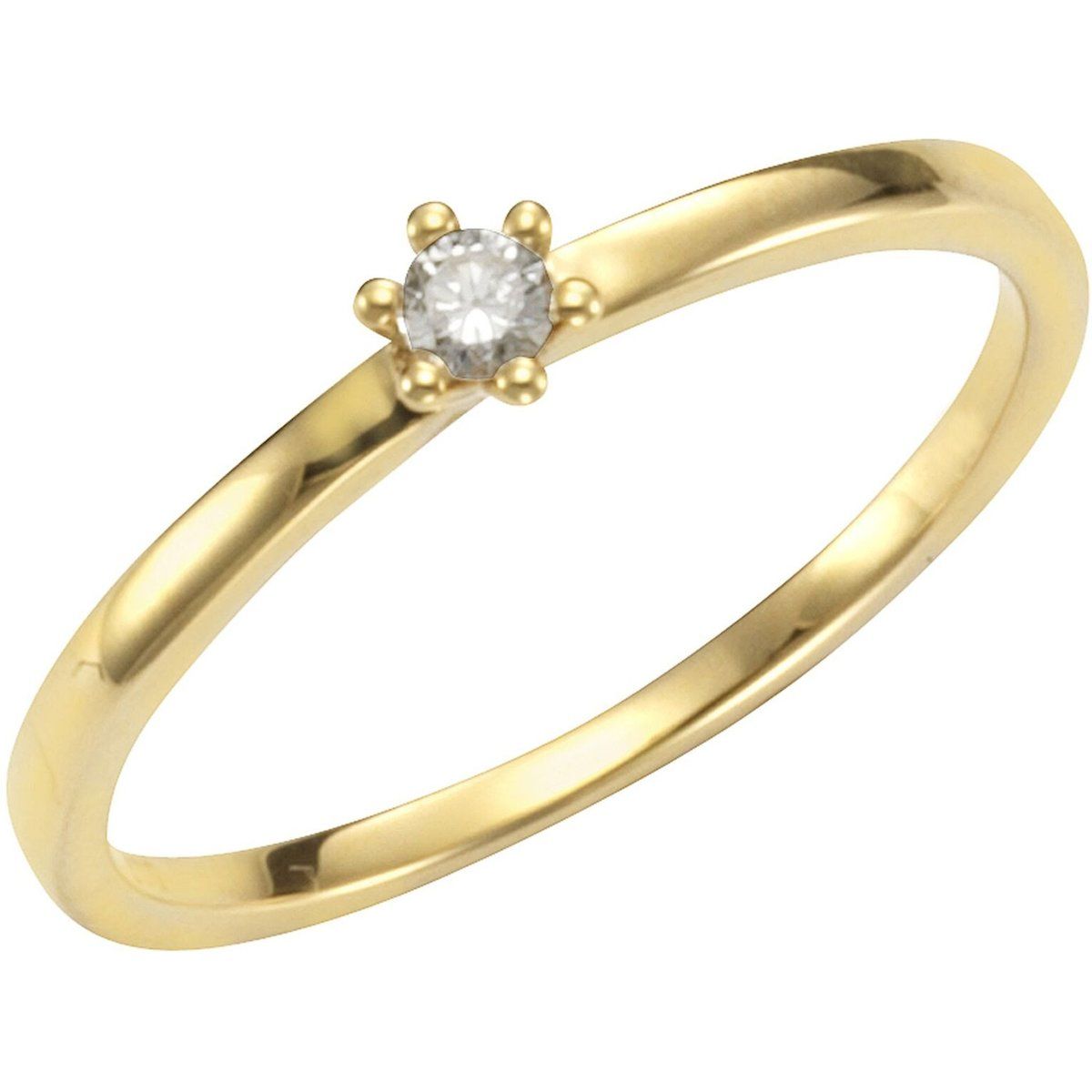 Klassischer Goldring mit Brillant-Solitär