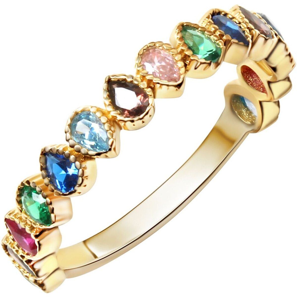 Bunter Zirkonia Goldring