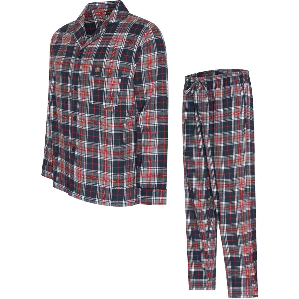 Rot kariertes Baumwoll-Pyjama-Set