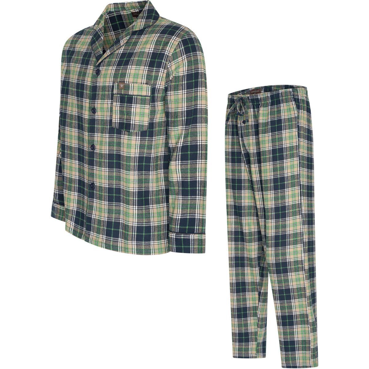 Herren Flanell Pyjama Set mit Karomuster